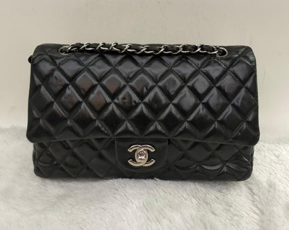 Chanel Medium Patent Black Green SHW DF #15