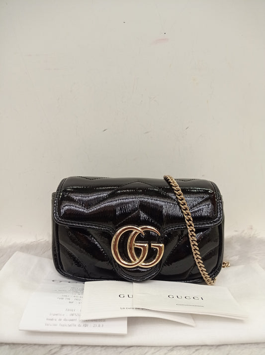 *NEW* Gucci Marmont Super Mini Patent Black LGHW 2026