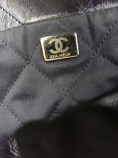 Chanel C22 Small Calfskin Iridescent Blue Metallic (CHIP)