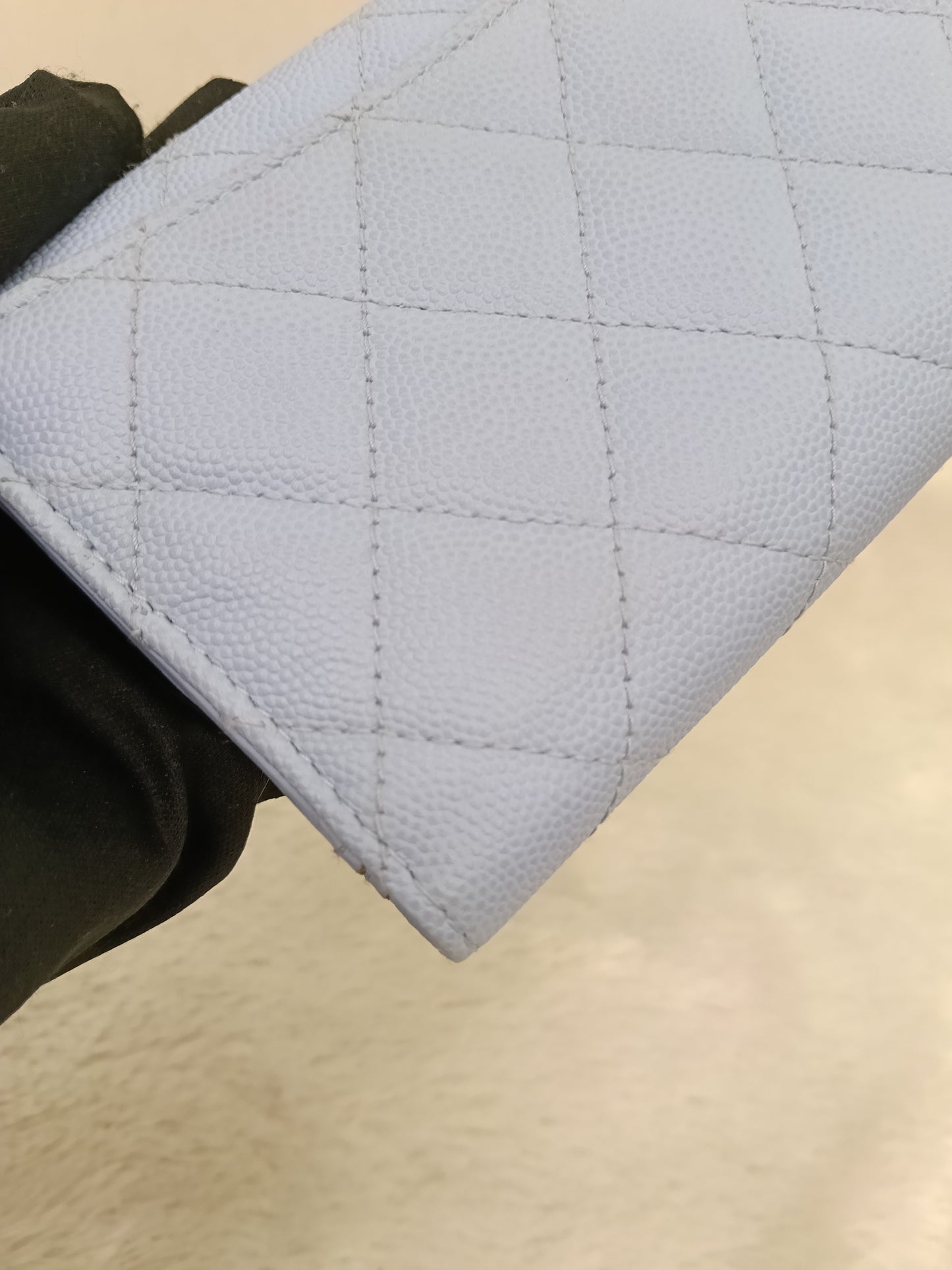Chanel Trifold Wallet Caviar Light Blue LGHW (CHIP)