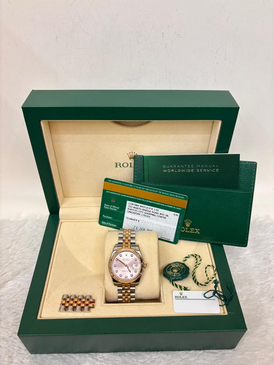 Rolex Oyster Perpetual Datejust 31mm Diamond Dial 2 Tone Rose Gold Jubilee 2019