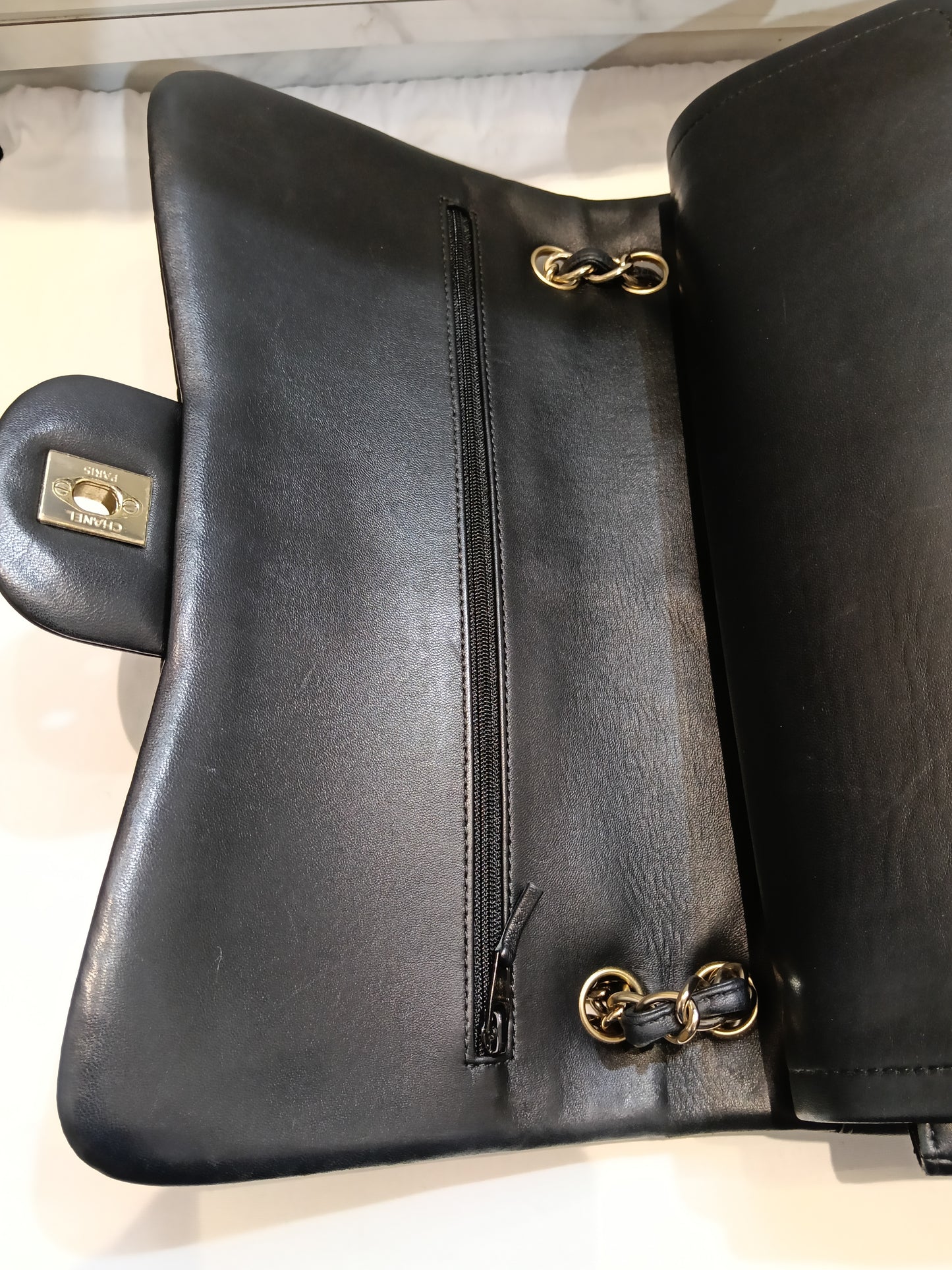 Chanel Jumbo Chevron Lamb Black GHW DF #27