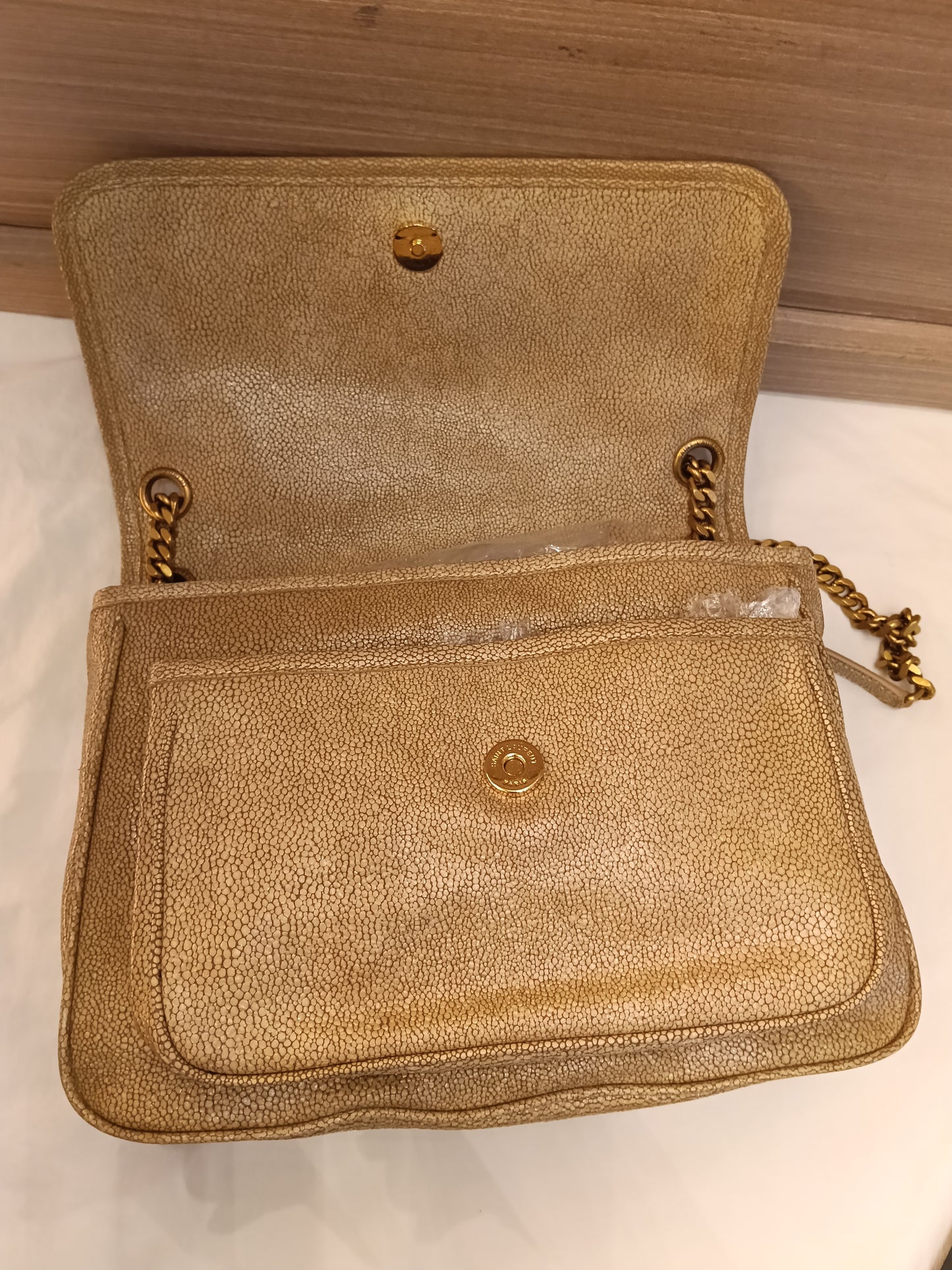 YsL Niki Medium Stingray Embossed Beige GHW 2019