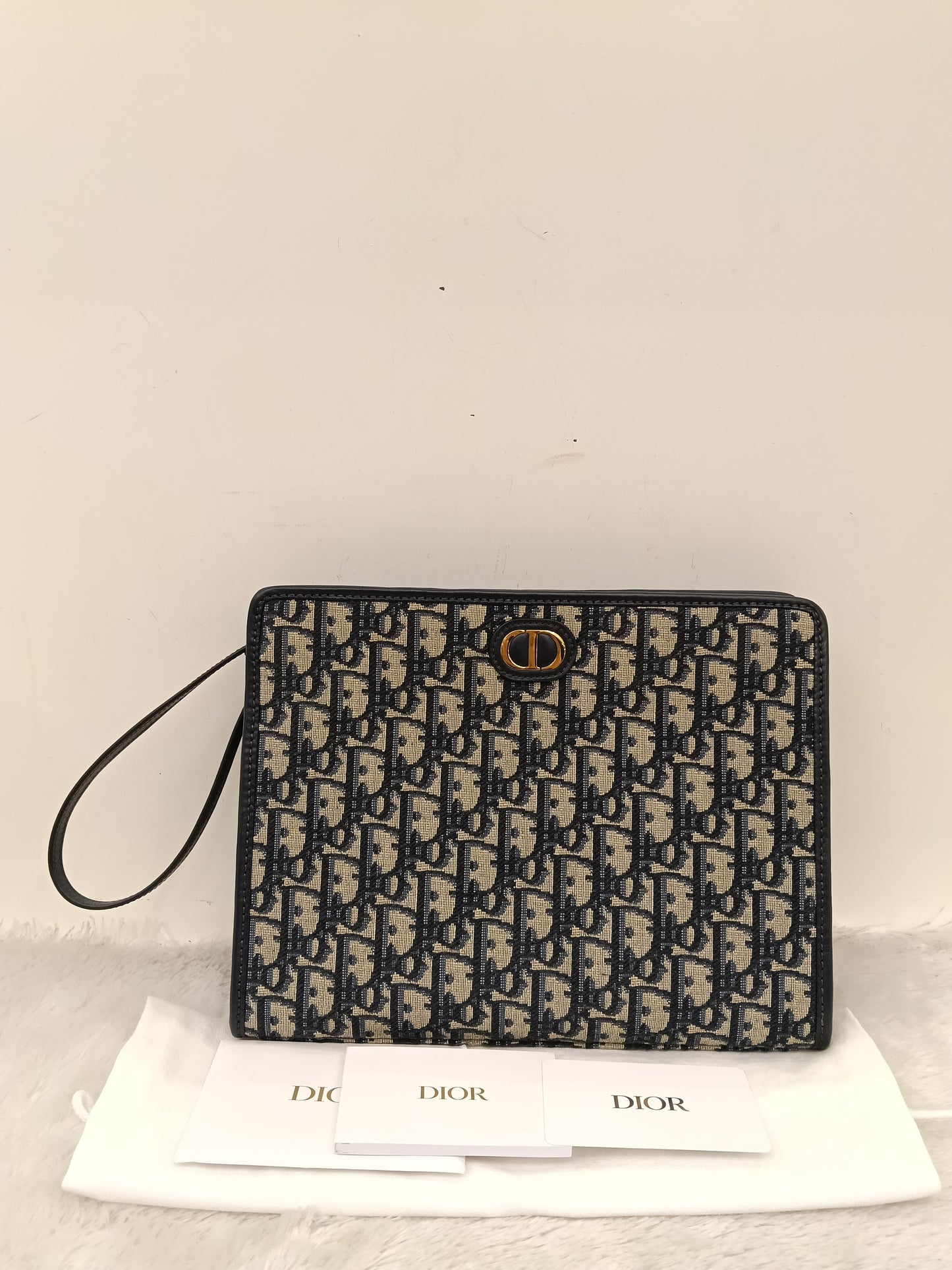 Dior Pouch Clutch Montaigne Oblique Navy GHW 2023