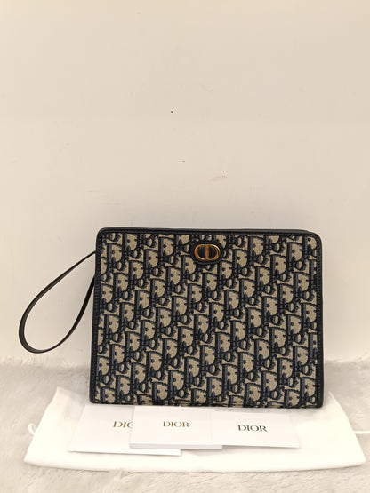 Dior Pouch Clutch Montaigne Oblique Navy GHW 2023