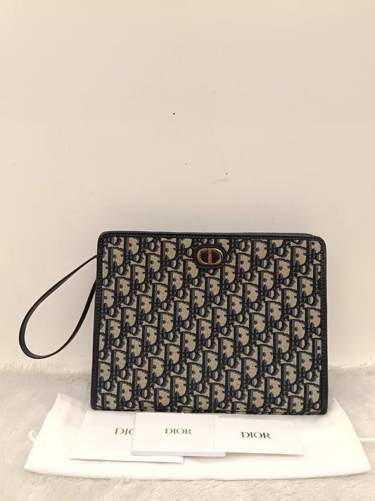 Dior Pouch Clutch Montaigne Oblique Navy GHW 2023