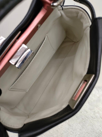 Fendi Peekaboo Iconic Mini Black SHW Pink Enamel