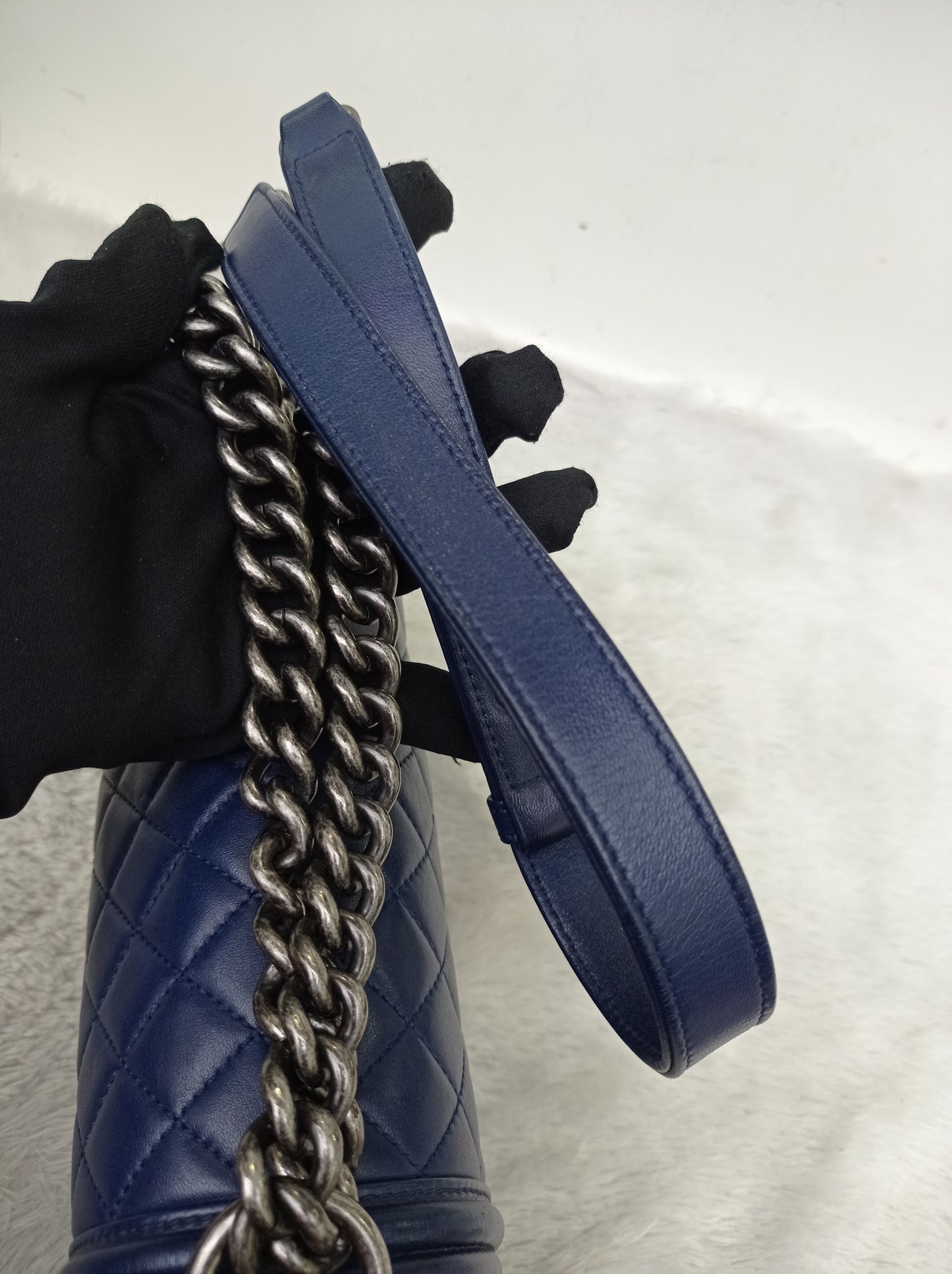 Chanel Boy 25 Lamb Navy Blue RHW #21