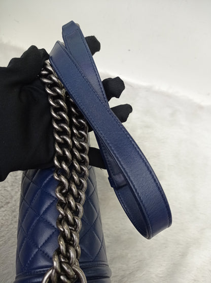 Chanel Boy 25 Lamb Navy Blue RHW #21