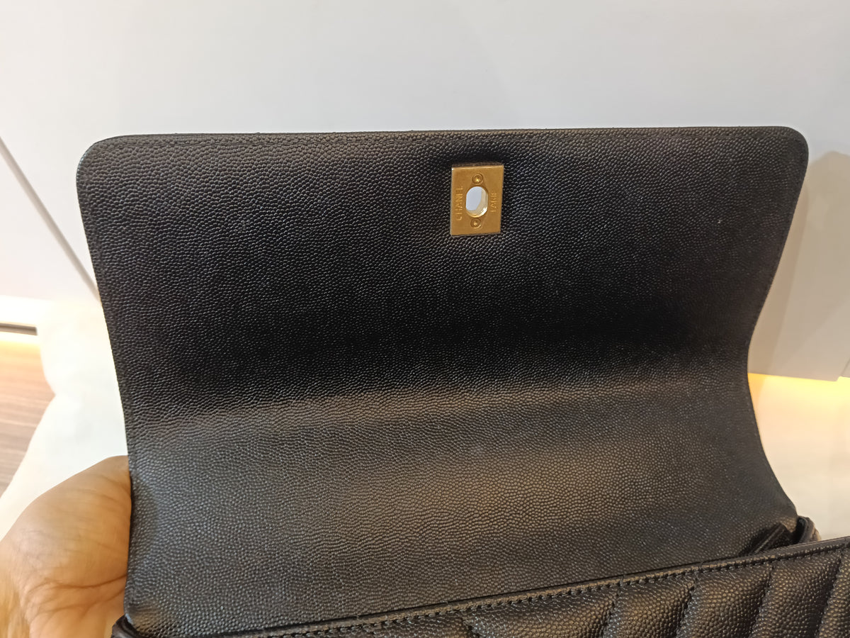 Chanel Coco Handle Medium Chevron Caviar Black GHW #26