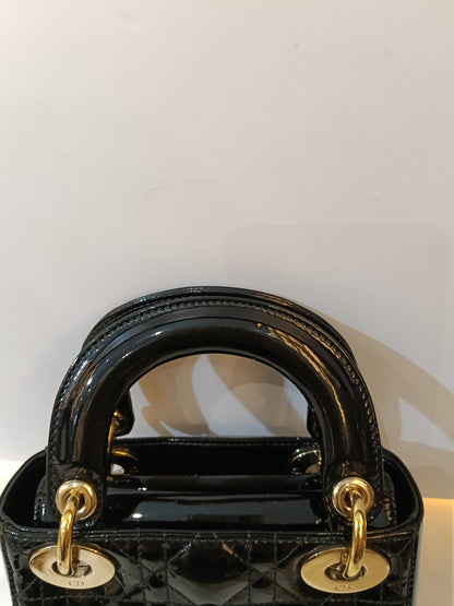 Lady Dior Mini Patent Black GHW 2016