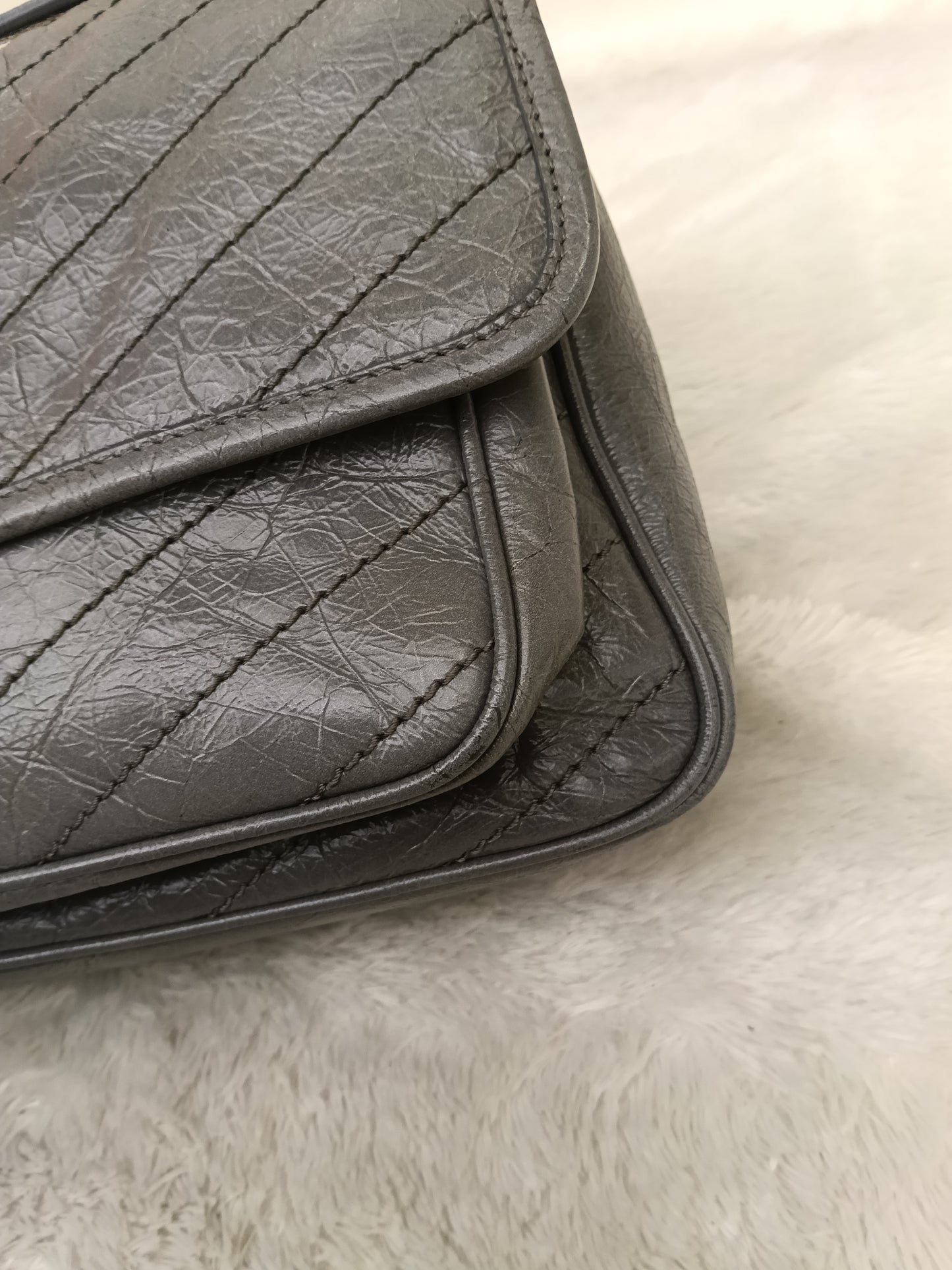 YsL Niki Medium Calfskin Grey RHW 2018