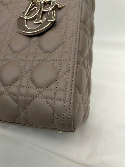 *NBU* Lady Dior Medium Lamb Taupe Enamel Charm GHW