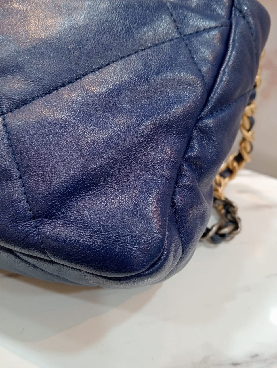 Chanel C19 Small Calfskin Blue GHW #29