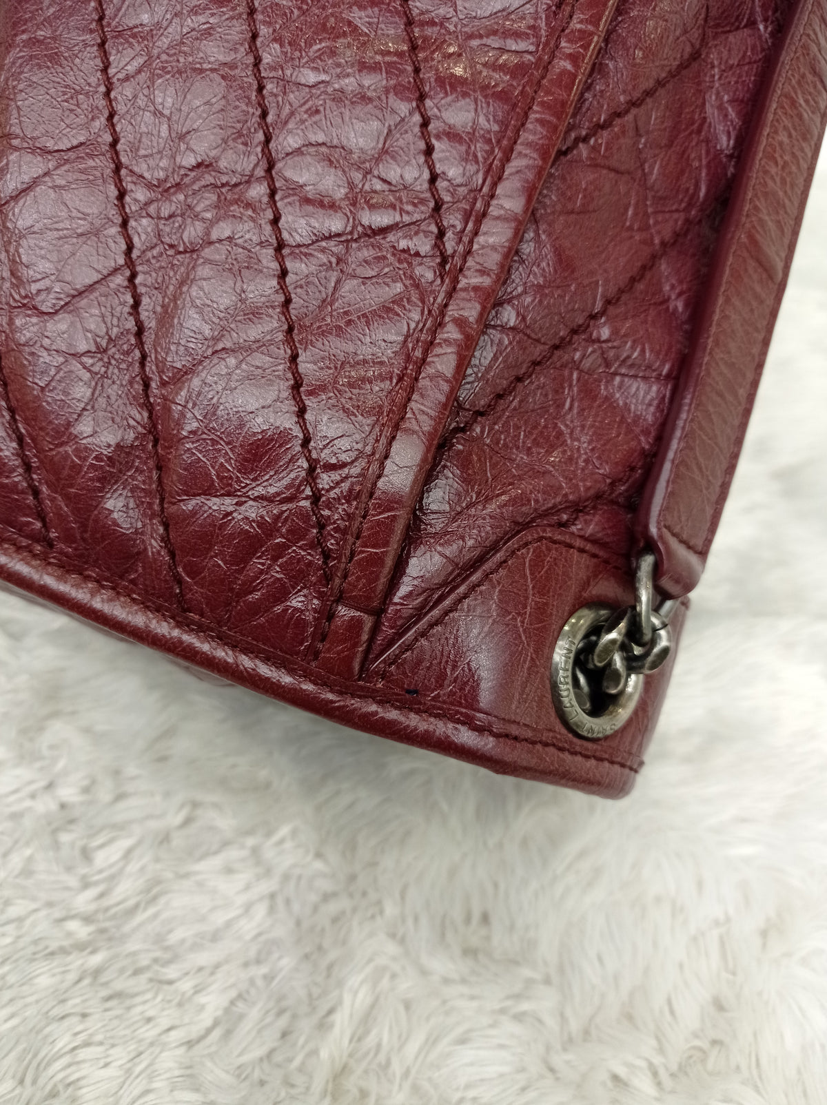 YsL Niki Medium Calfskin Burgundy RHW 2018