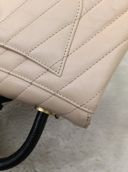 Chanel Coco Handle Small Chevron Calfskin Beige Handle Lizard GHW #25