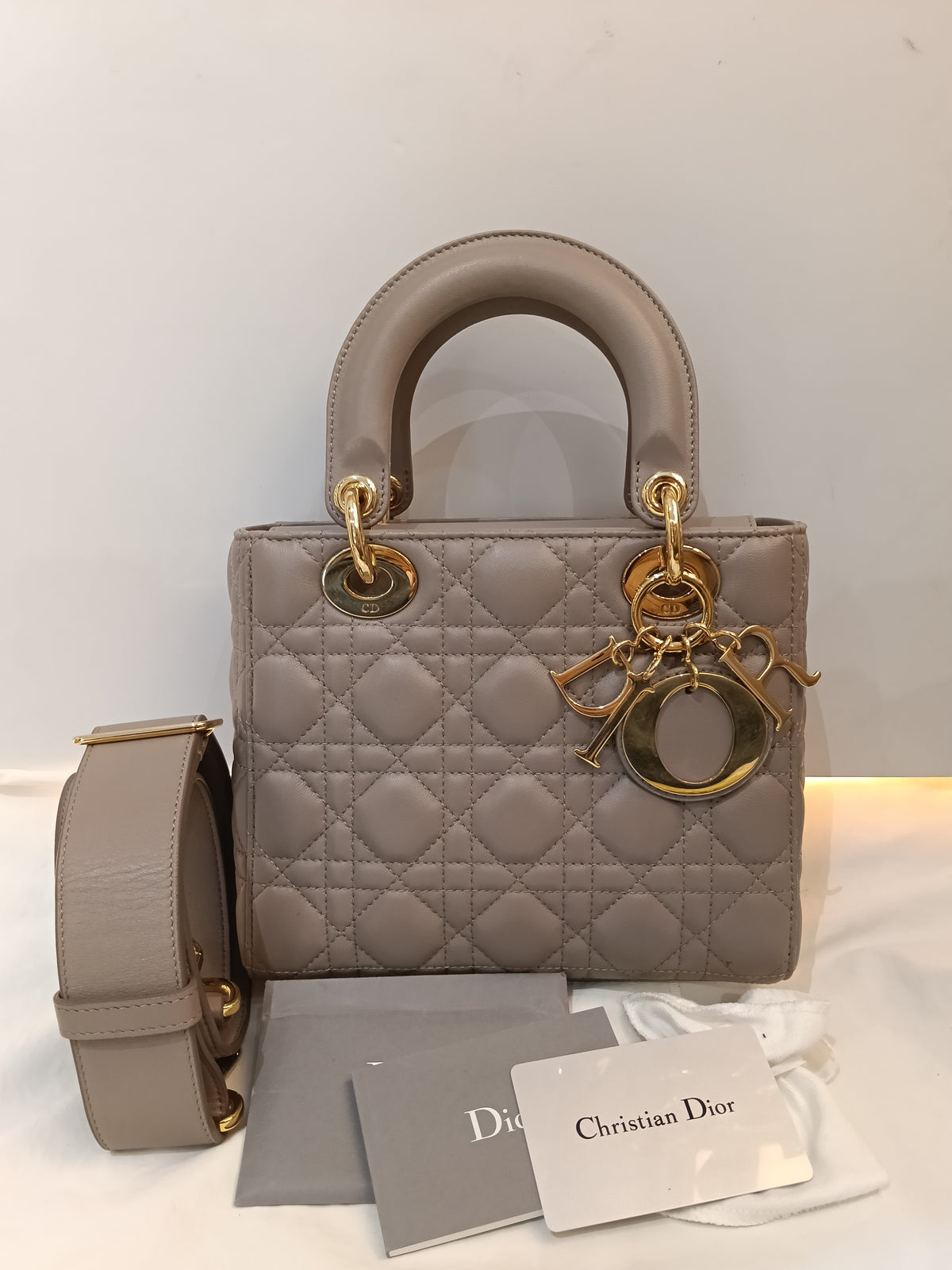 Lady Dior Small Lamb Taupe GHW 2016