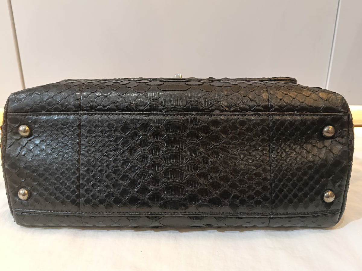 Chanel Coco Handle Medium Python Black RHW #23