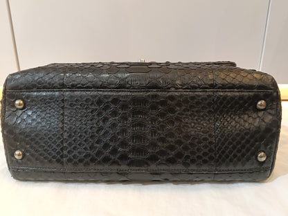 Chanel Coco Handle Medium Python Black RHW #23