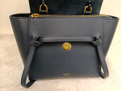 Celine Nano Belt Grained Abyss Blue GHW 2018