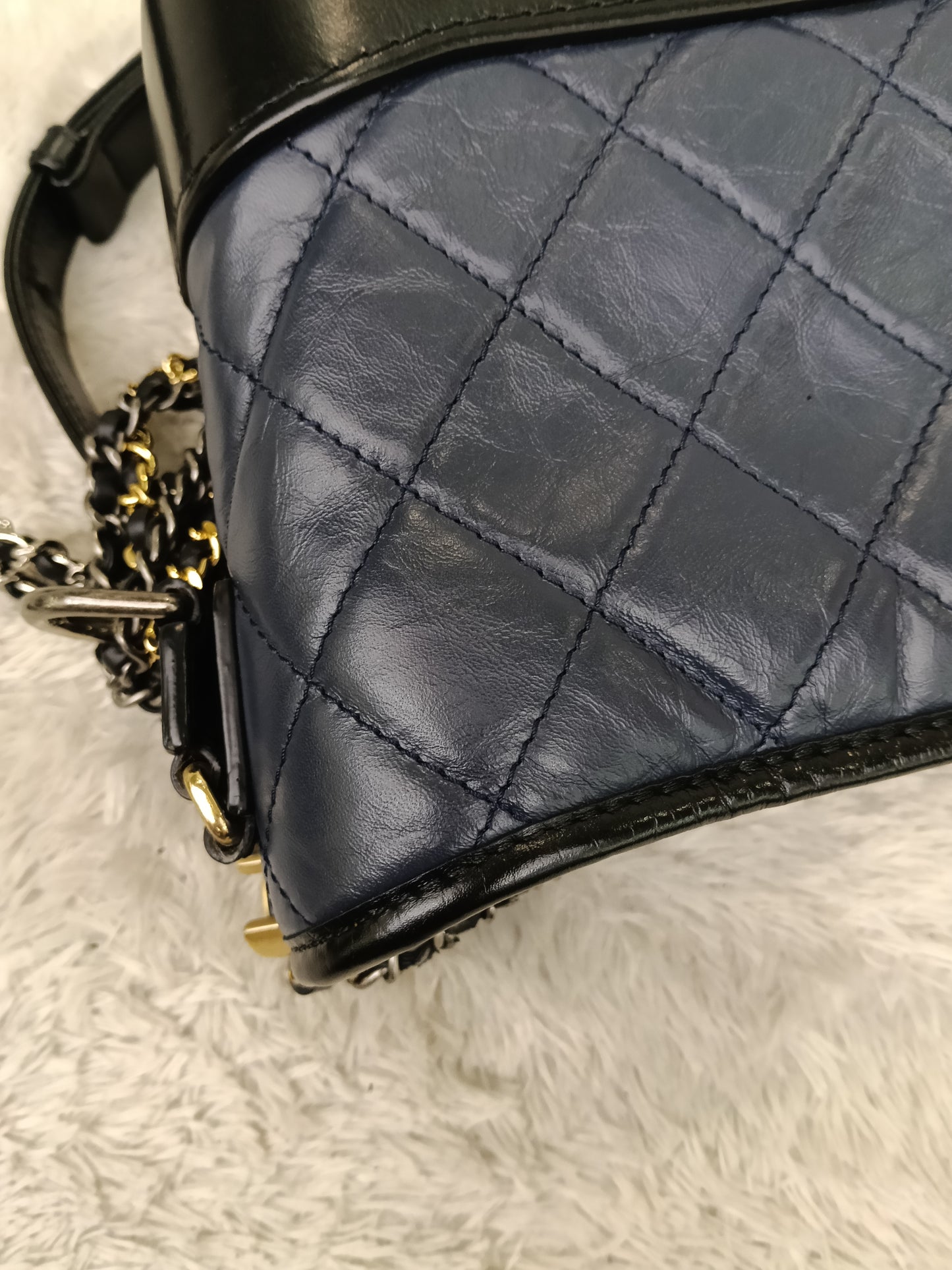 Chanel Gabrielle Small Calfskin Navy Black #27