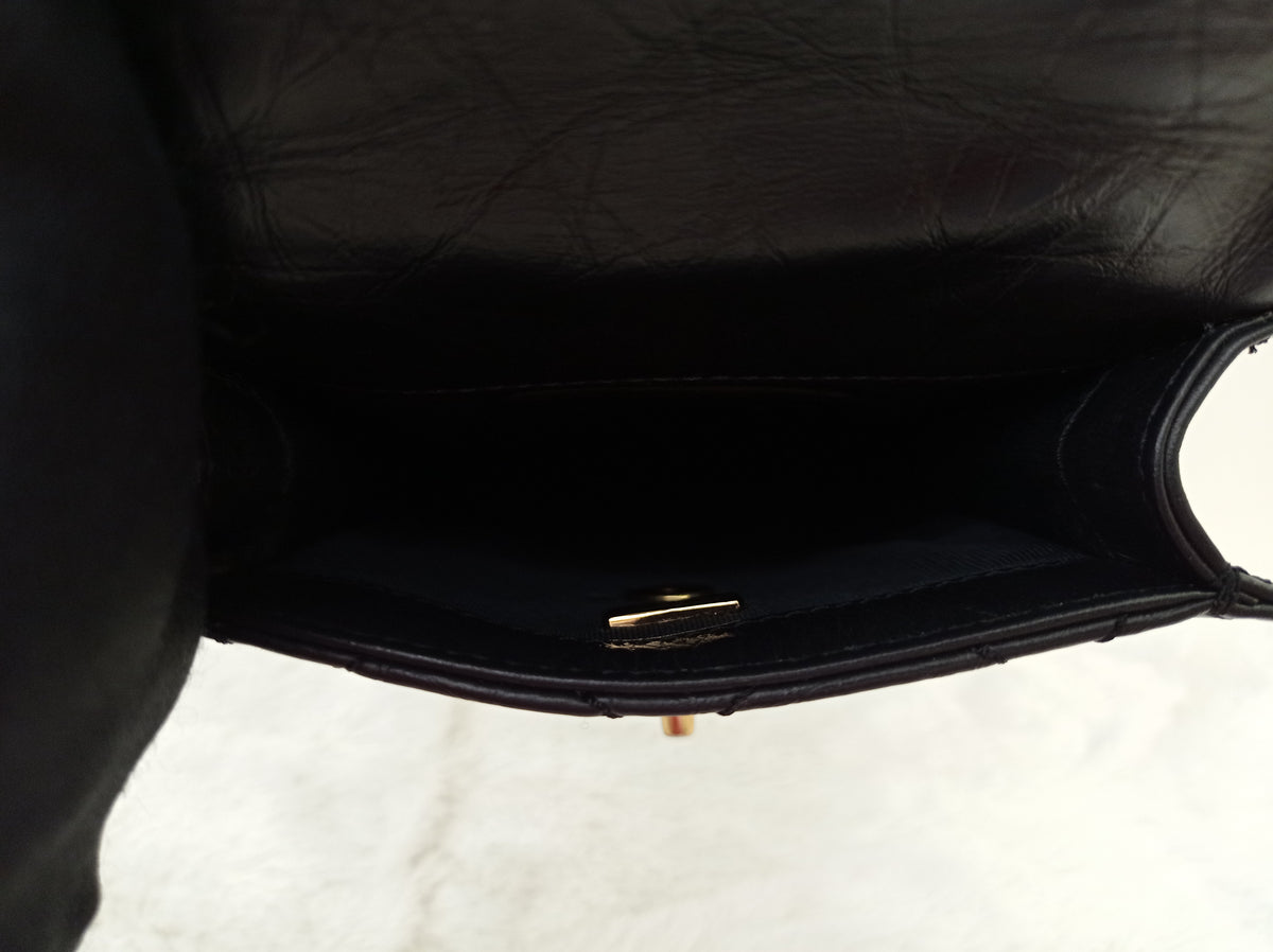 Chanel City School Flap Mini Messenger Calfskin Black GHW (CHIP)