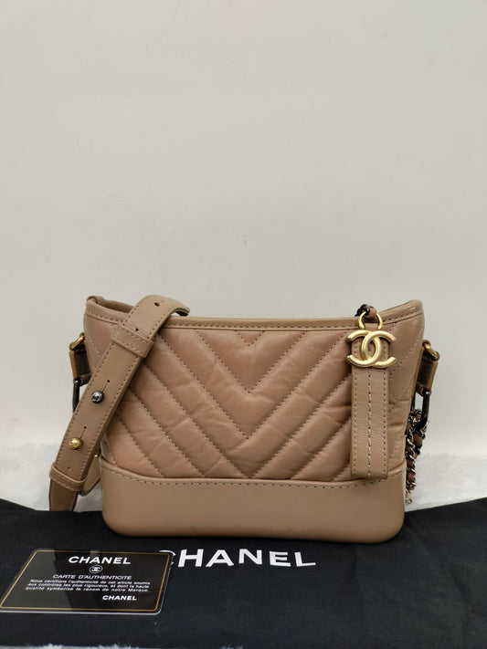 Chanel Gabrielle Small Chevron Beige GHW #29