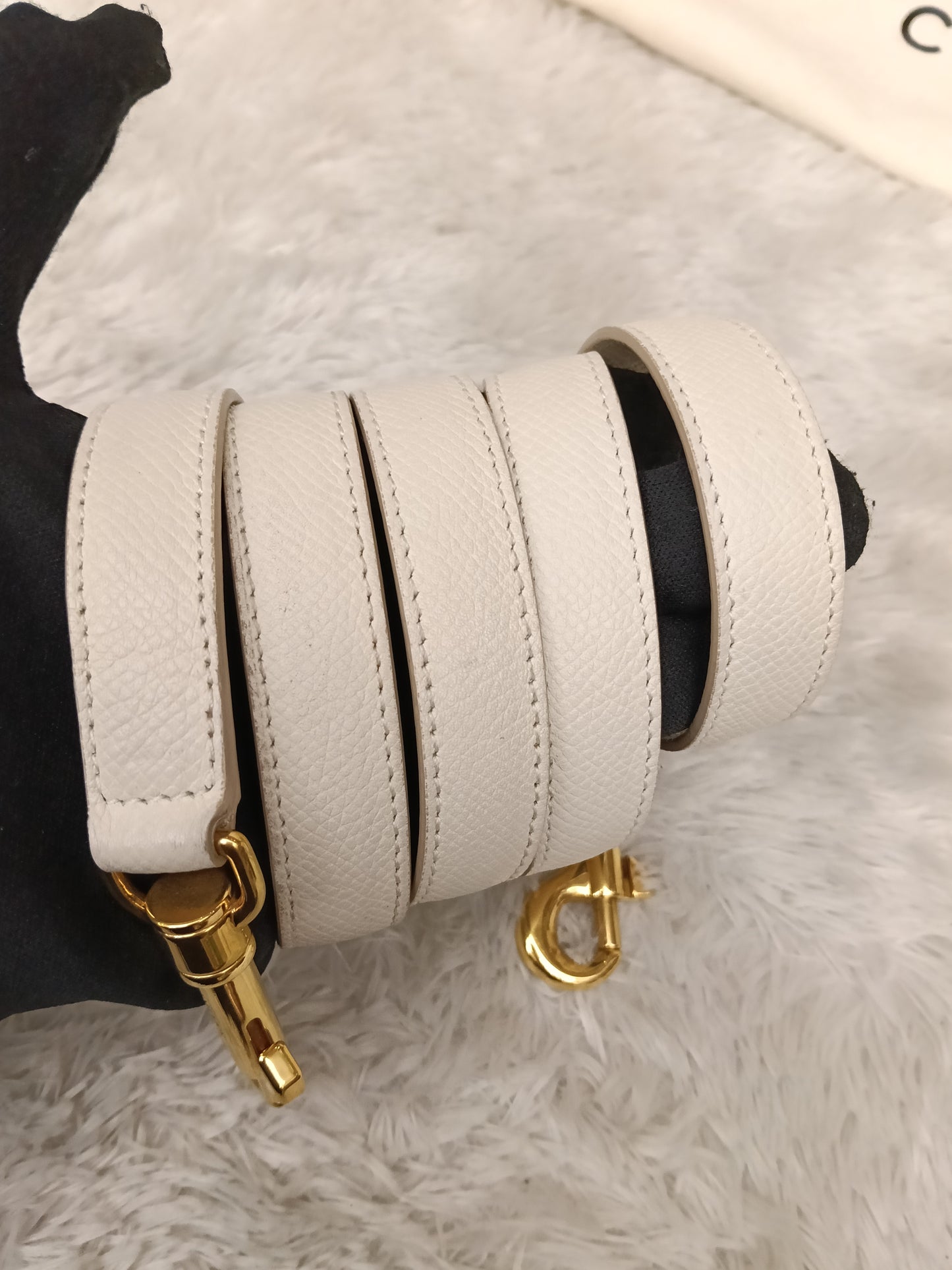 Celine Micro Belt Grained White GHW 2017