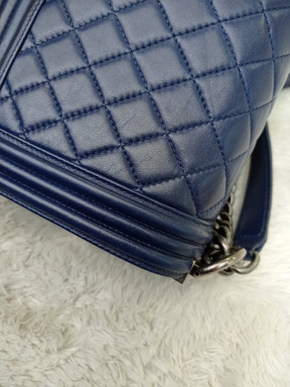 Chanel Boy 25 Lamb Navy Blue RHW #21