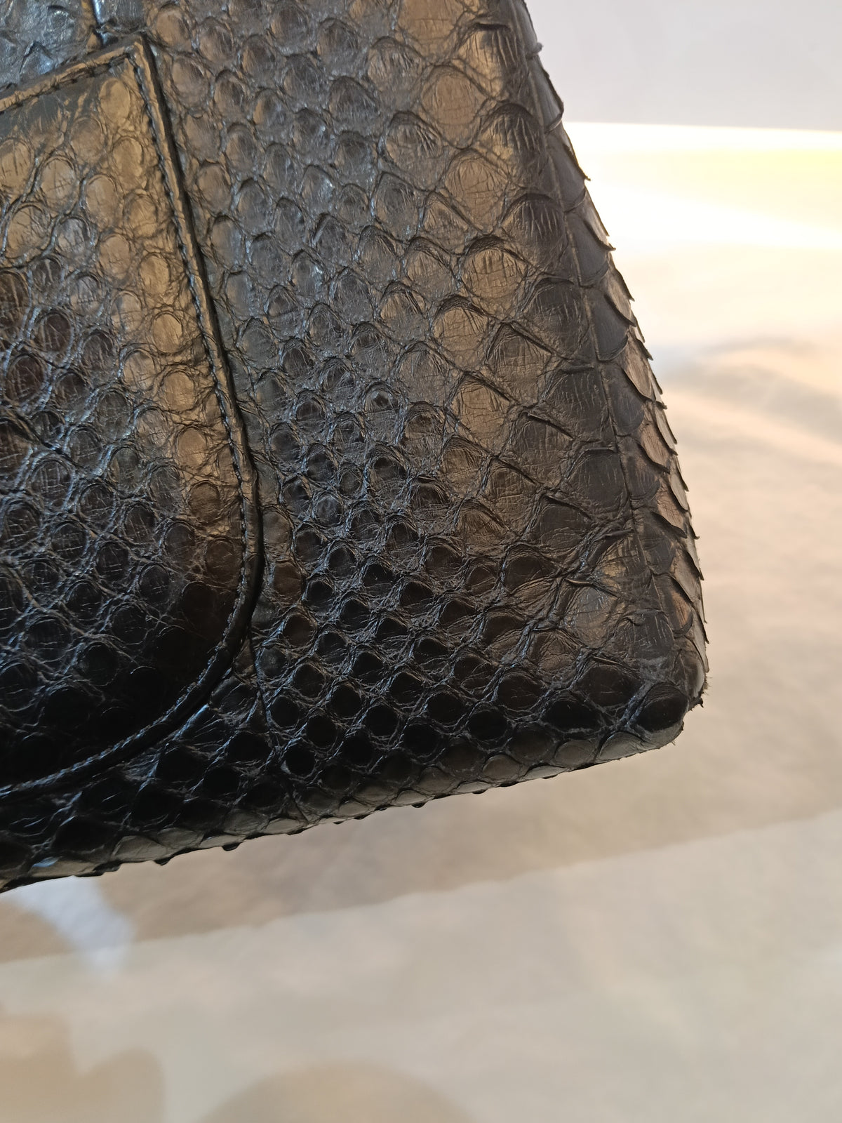 Chanel Coco Handle Medium Python Black RHW #23