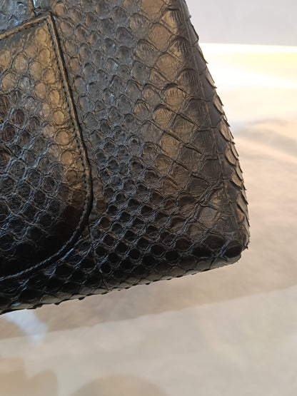 Chanel Coco Handle Medium Python Black RHW #23