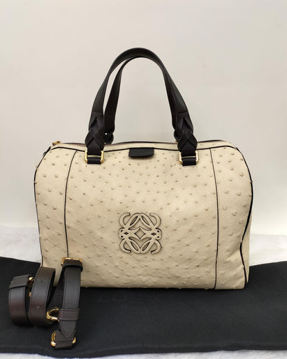 Loewe Fusta Ostrich Anagram Beige Brown GHW 2011