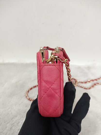 Chanel WOC Double Zip Caviar Pink GHW #23