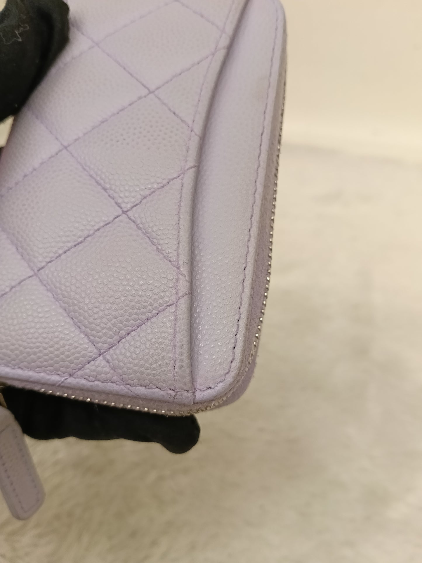 Chanel Zip Around Coin Wallet Purse Caviar Light Purple SHW #31
