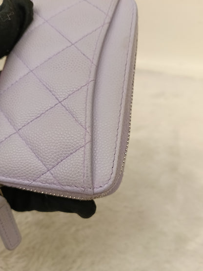 Chanel Zip Around Coin Wallet Purse Caviar Light Purple SHW #31