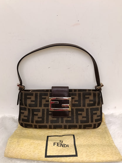 Fendi Pochette Flap Tobacco Zucca Canvas Brown SHW