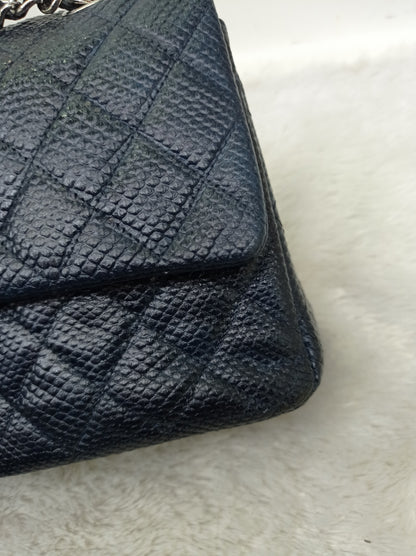 Chanel Medium Karung Snake Skin Navy SHW DF #14