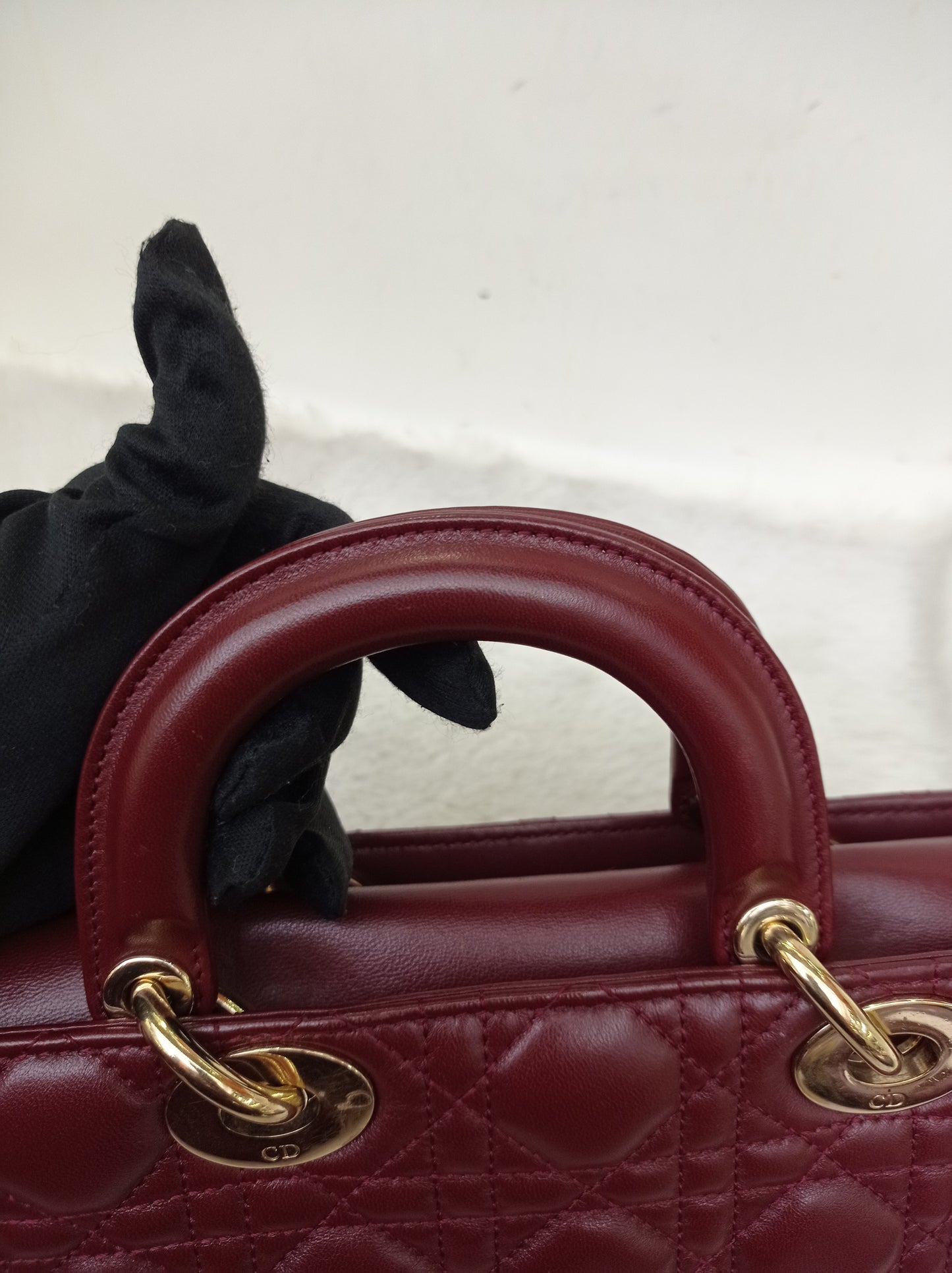 Dior Lady D'Joy Medium Lamb Burgundy GHW 2016