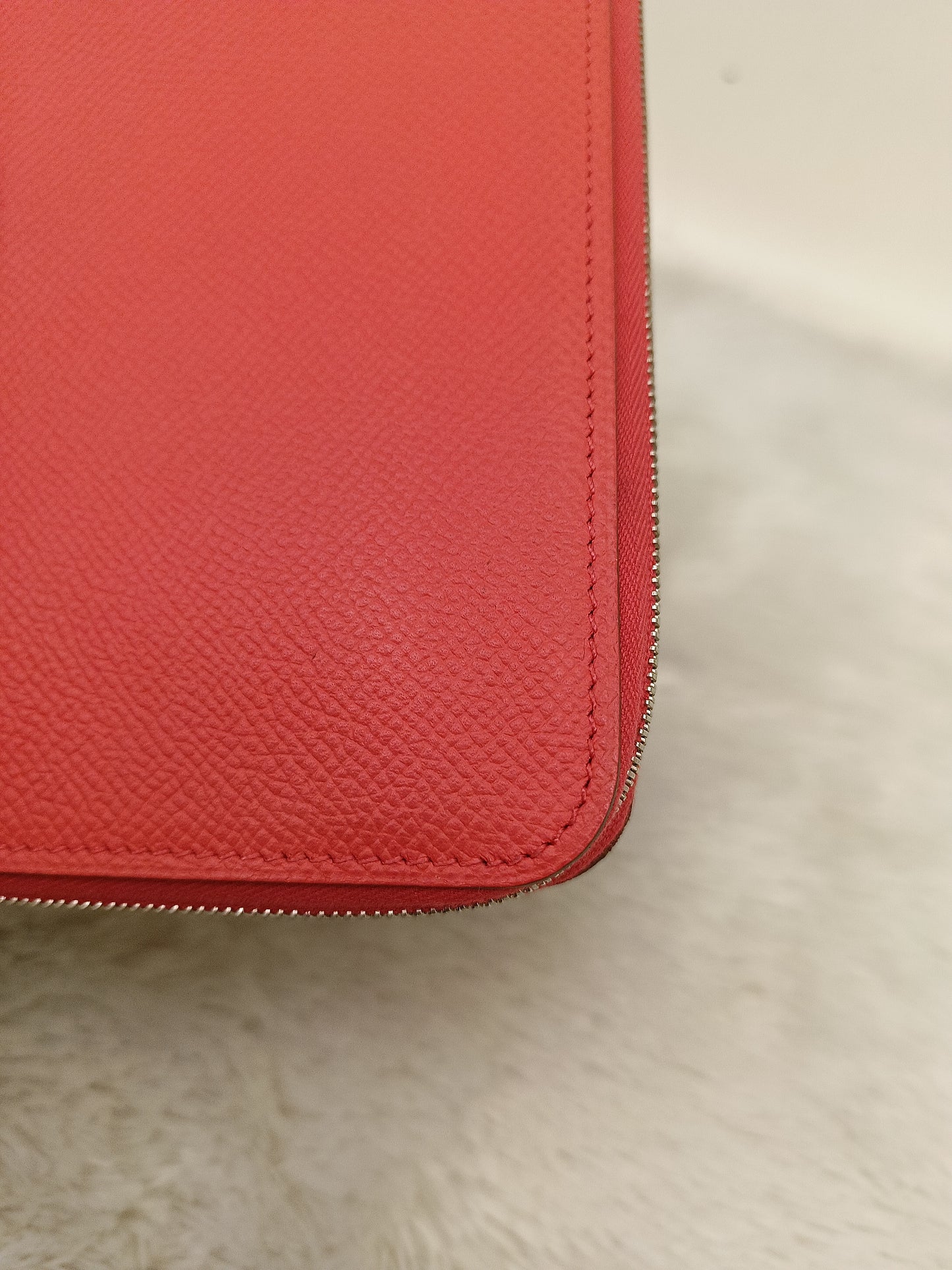 Hermes Azap Long Round Zip Wallet Epsom Orange Poppy PHW #T