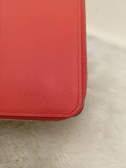 Hermes Azap Long Round Zip Wallet Epsom Orange Poppy PHW #T