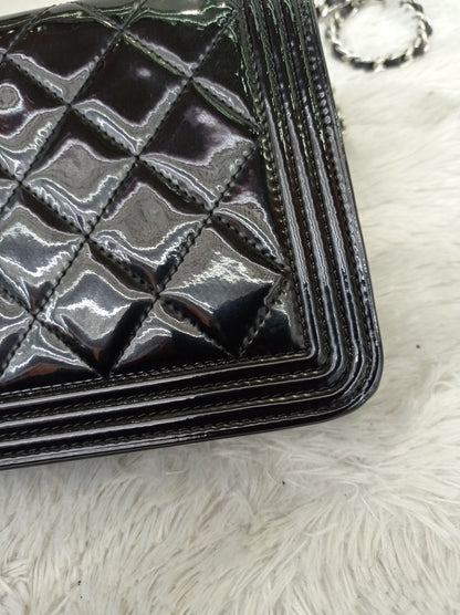 Chanel WOC Boy Patent Black SHW #20