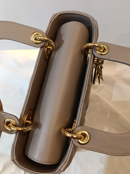 Lady Dior Small Lamb Taupe GHW 2016
