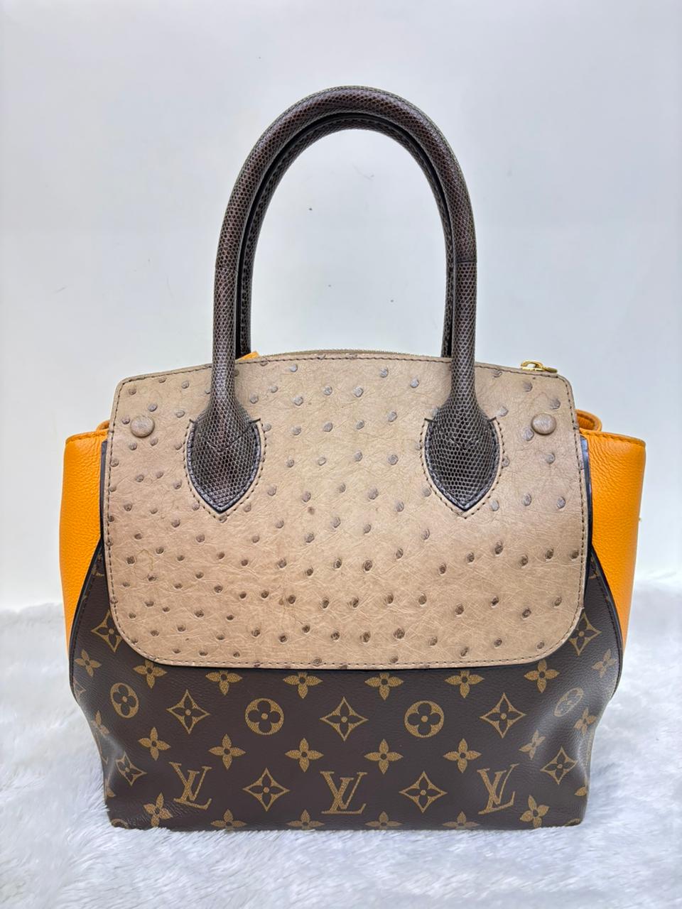 LV Majestueux PM Monogram Exotique Ostrich Lizard Ocre 2013