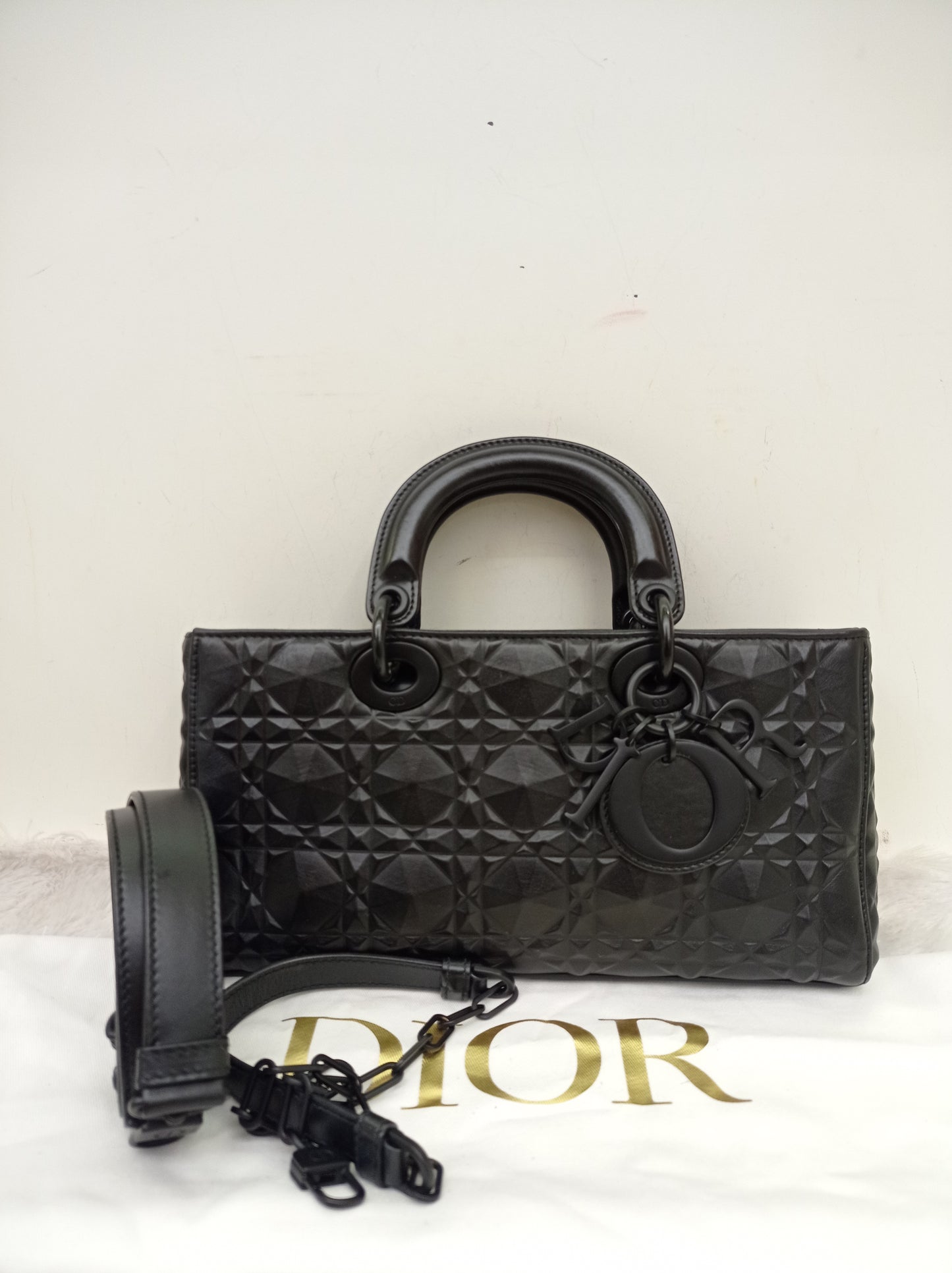 Dior Lady D'Joy Medium Cannage Diamond All Black 2022