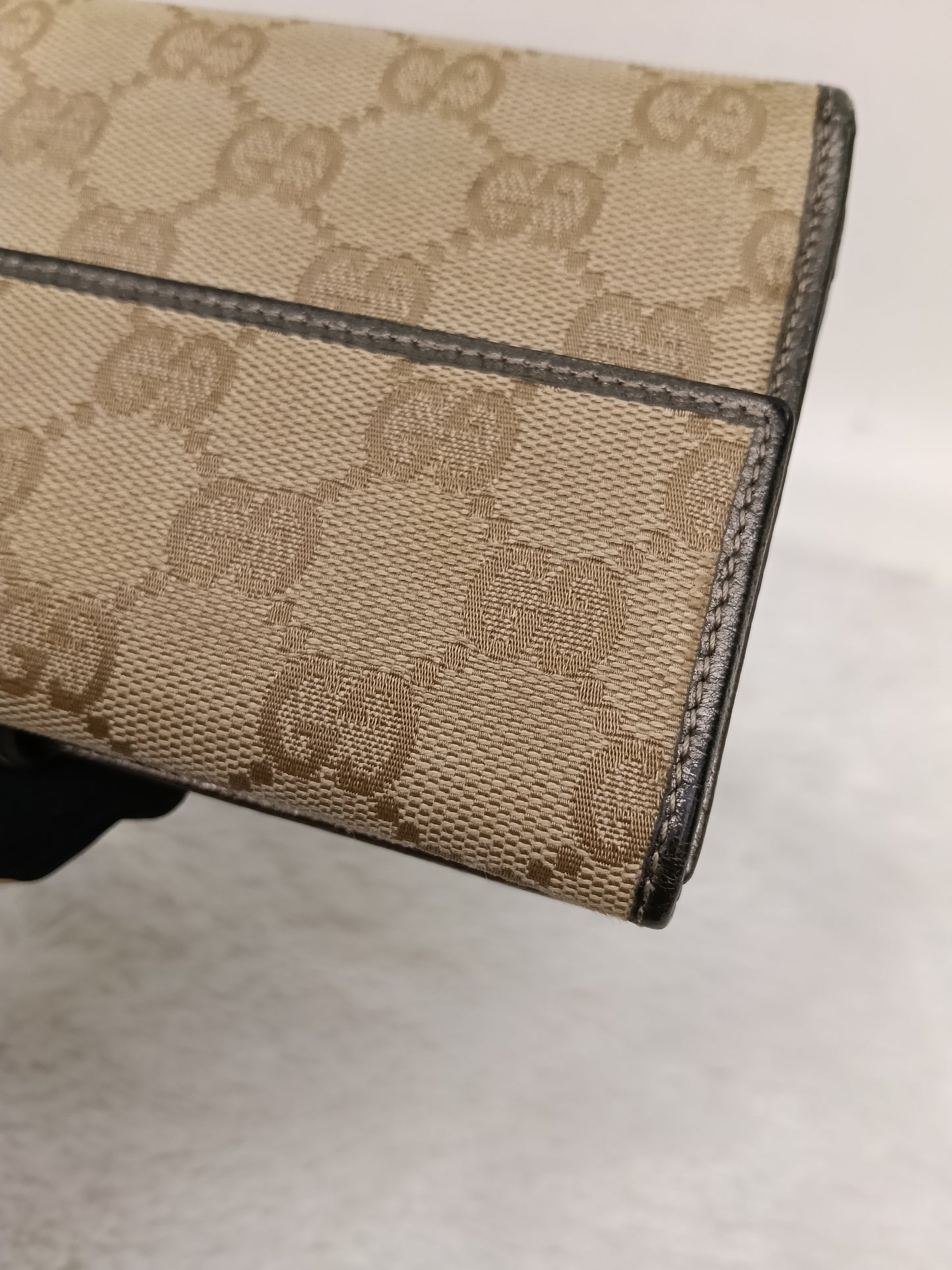 Gucci Wallet Continental D-Ring Canvas Beige Silver GHW 2007