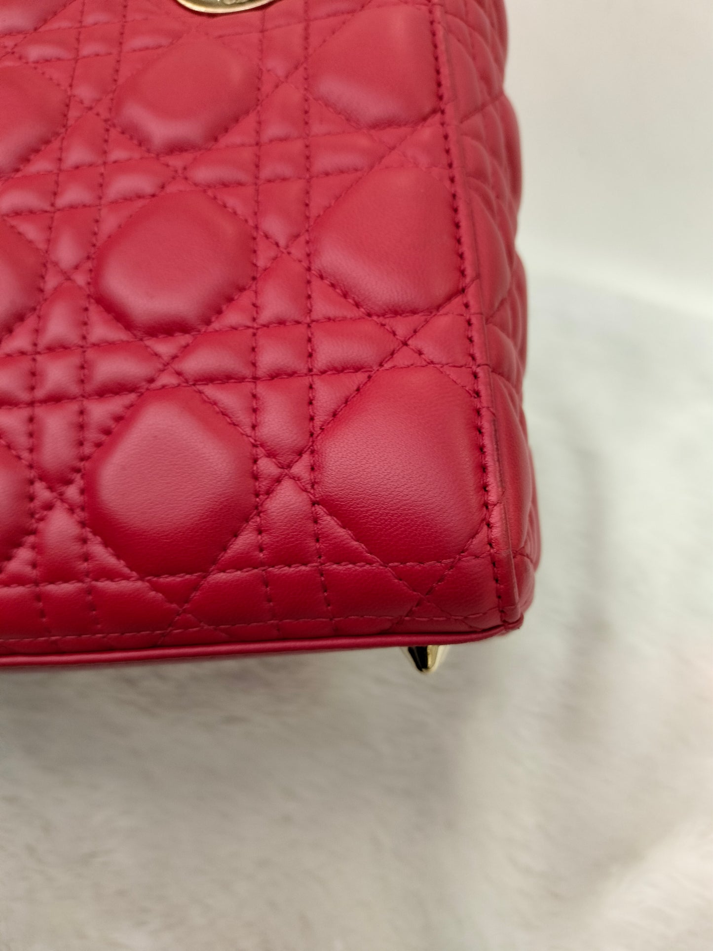 Lady Dior Small Lamb Red GHW 2016