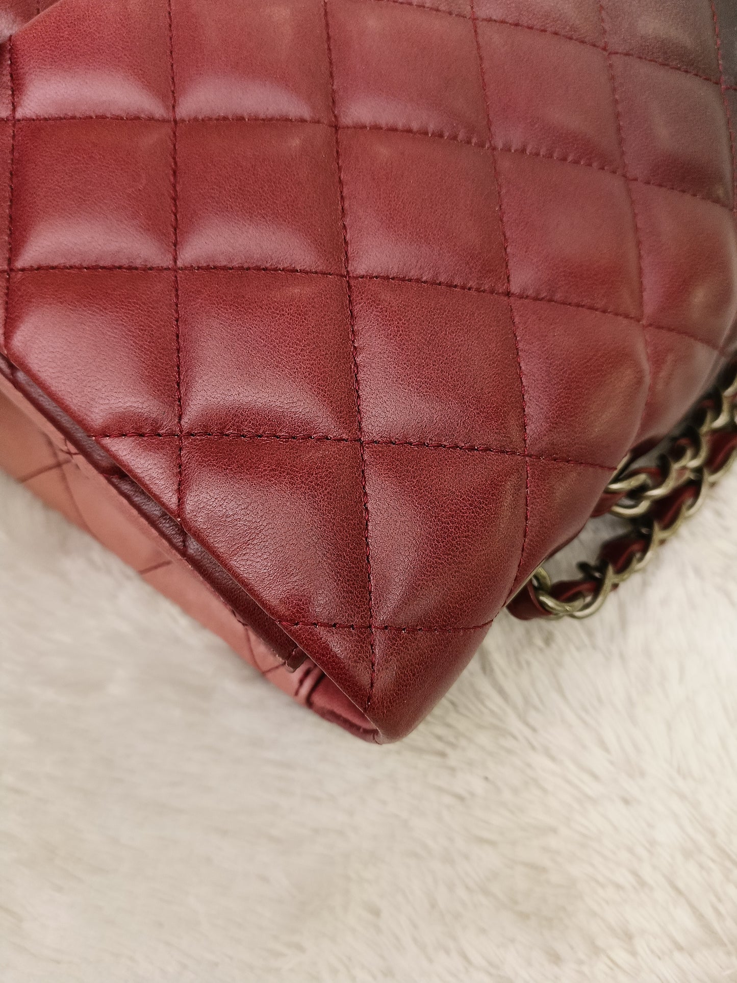 Chanel Jumbo Lamb Bordeaux Dark Red Ombre Pink RGHW SF #13