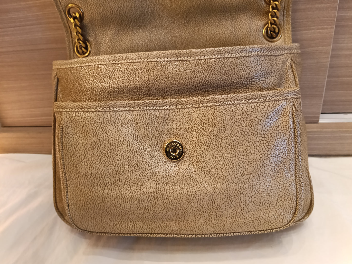 YsL Niki Medium Stingray Embossed Beige GHW 2019
