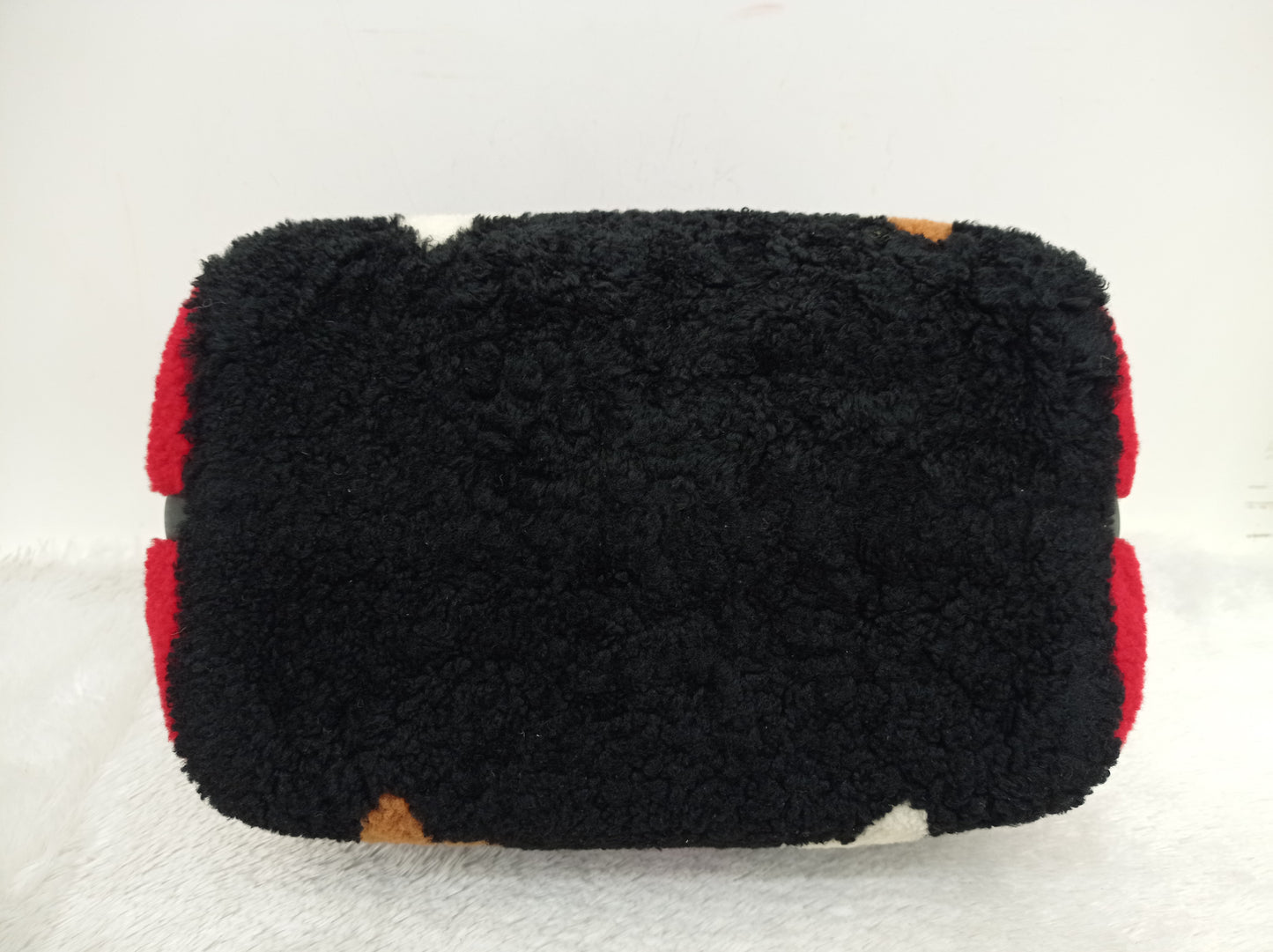 LV Bandou 25 Monogram Giant Fleece Teddy Shearling Black Red 2019
