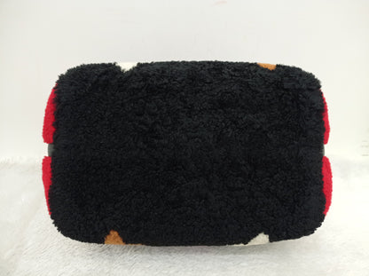 LV Bandou 25 Monogram Giant Fleece Teddy Shearling Black Red 2019